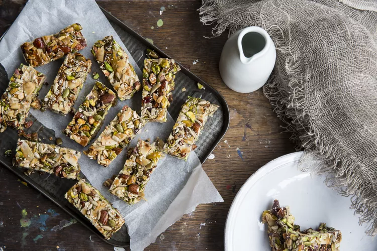 Granola Bar Topped With Nut Butter