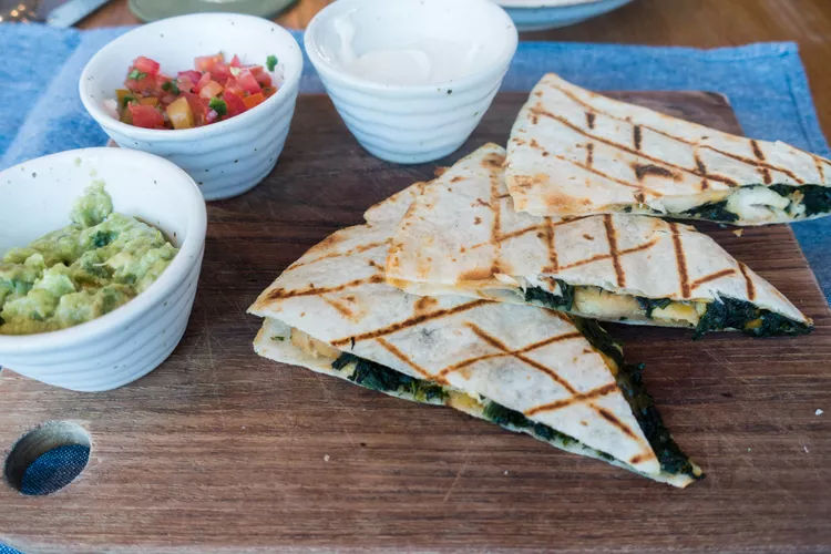 Spinach, Bean, and Cheese Breakfast Quesadilla