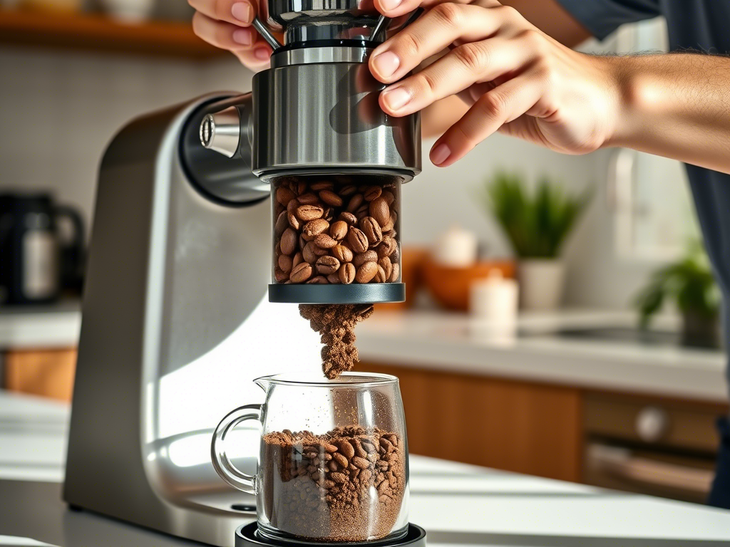 Grinding Coffee Beans Just Before Brewing