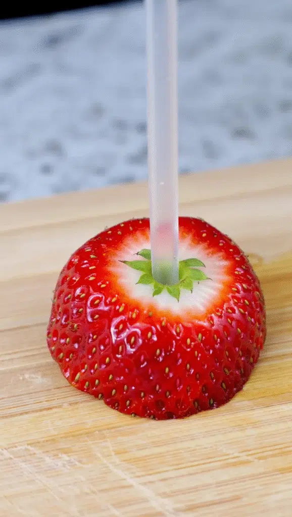 Use a Straw to Remove Strawberry Stems